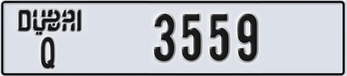 UAE License Plate Dubai Q 3559