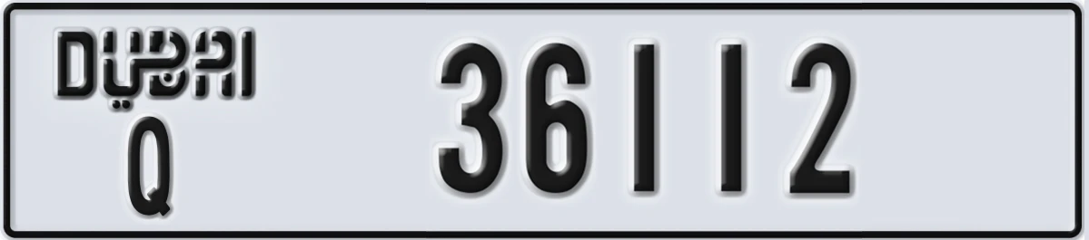 UAE License Plate Dubai Q 36112