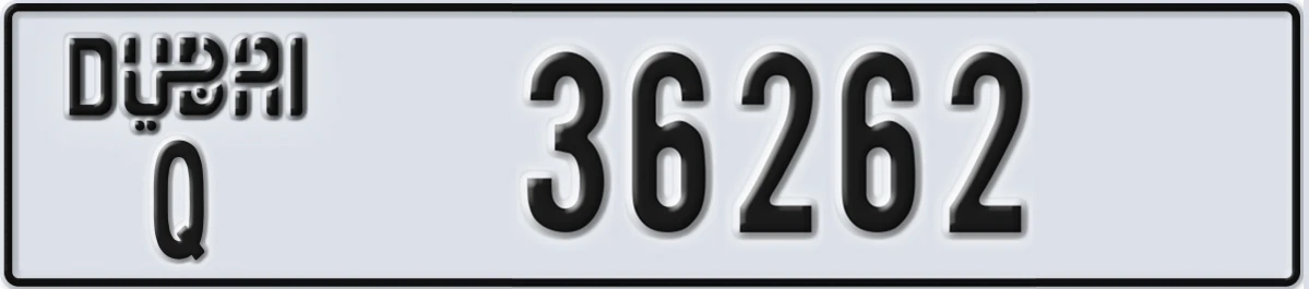 UAE License Plate Dubai Q 36262