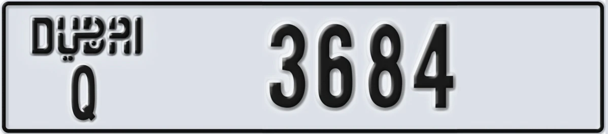 UAE License Plate Dubai Q 3684