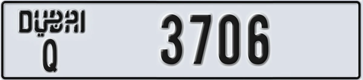 UAE License Plate Dubai Q 3706