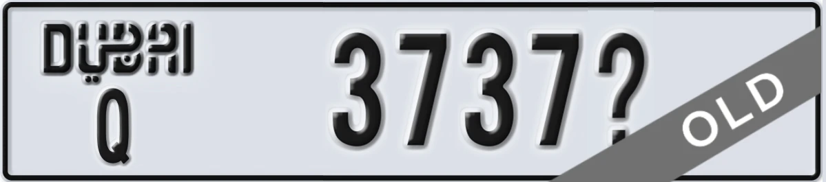 UAE License Plate Dubai Q 3737X