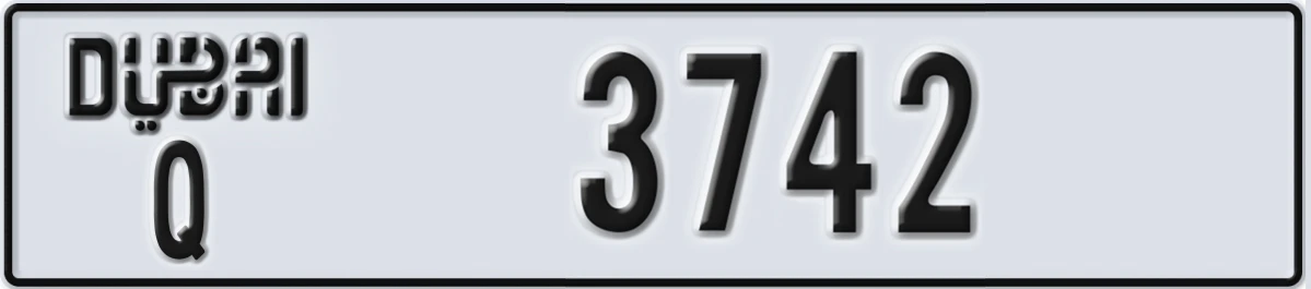 UAE License Plate Dubai Q 3742