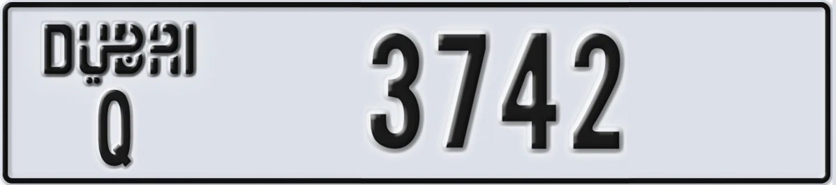 UAE License Plate Dubai Q 3742