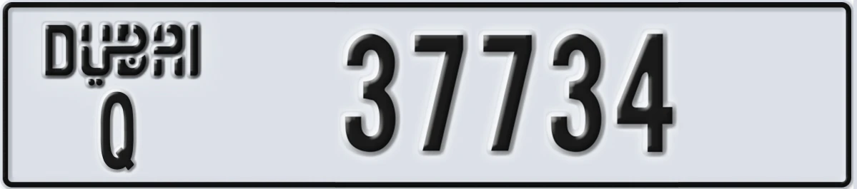UAE License Plate Dubai Q 37734