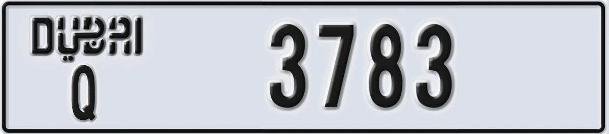 UAE License Plate Dubai Q 3783