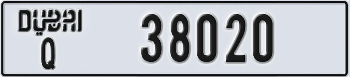UAE License Plate Dubai Q 38020