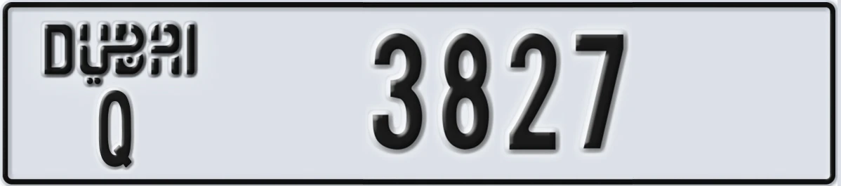 UAE License Plate Dubai Q 3827