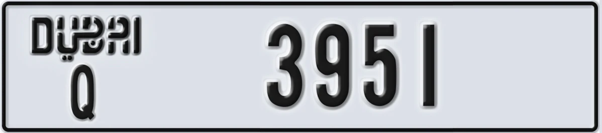 UAE License Plate Dubai Q 3951