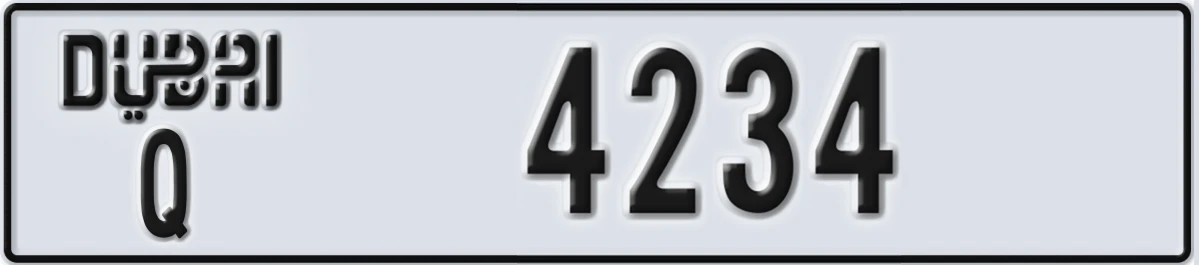 UAE License Plate Dubai Q 4234
