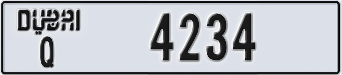 UAE License Plate Dubai Q 4234