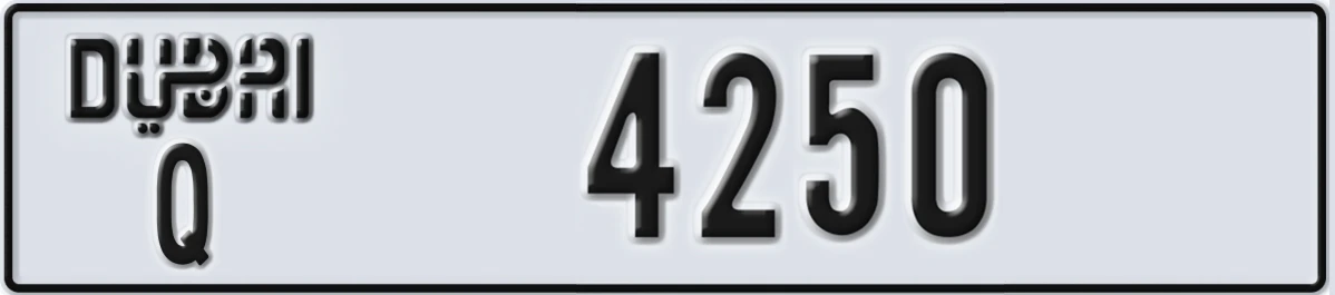 UAE License Plate Dubai Q 4250