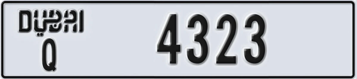 UAE License Plate Dubai Q 4323