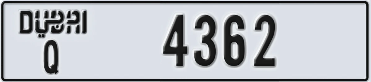UAE License Plate Dubai Q 4362
