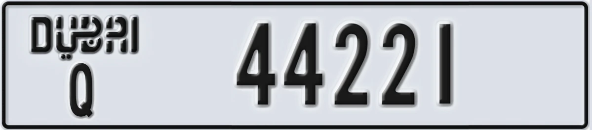 UAE License Plate Dubai Q 44221