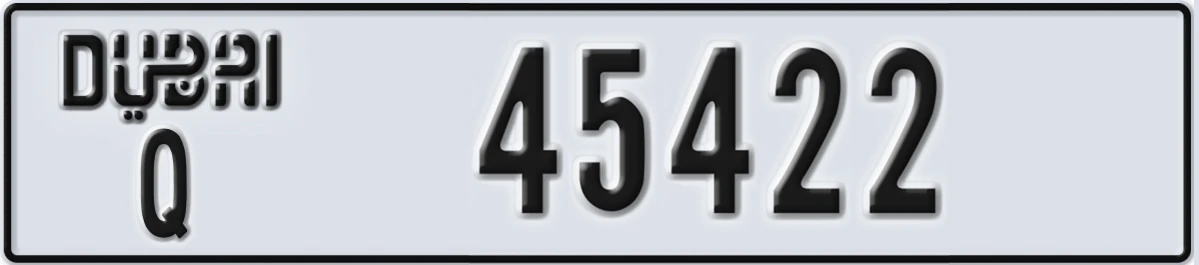 UAE License Plate Dubai Q 45422