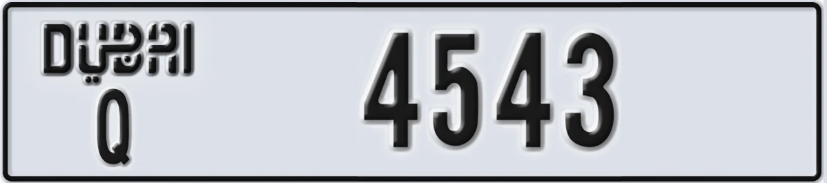 UAE License Plate Dubai Q 4543