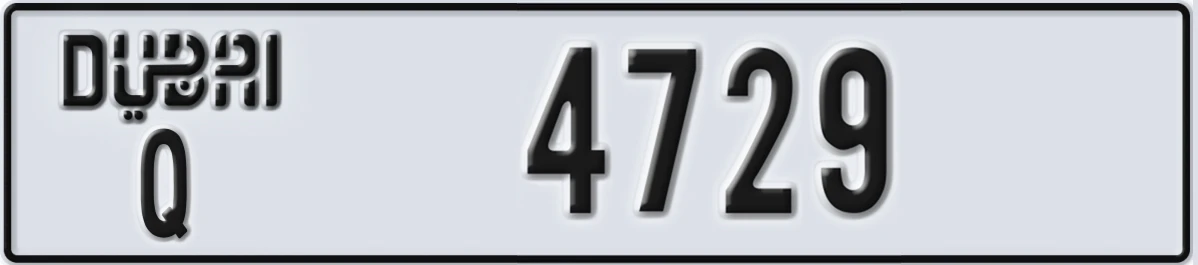 UAE License Plate Dubai Q 4729