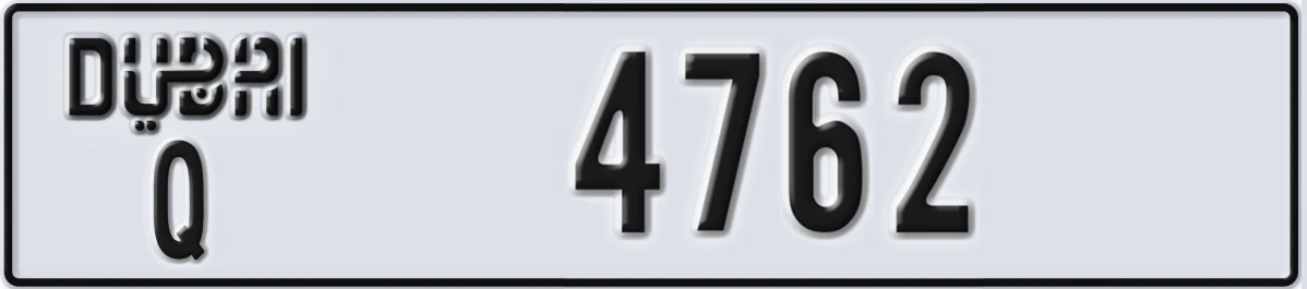 UAE License Plate Dubai Q 4762