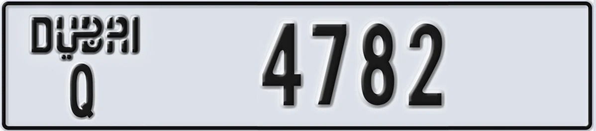 UAE License Plate Dubai Q 4782