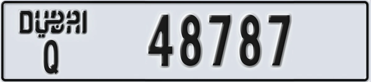 UAE License Plate Dubai Q 48787