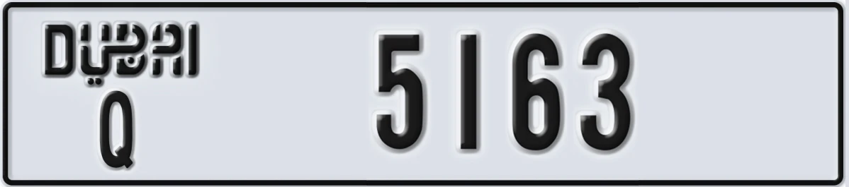 UAE License Plate Dubai Q 5163