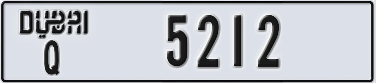 UAE License Plate Dubai Q 5212