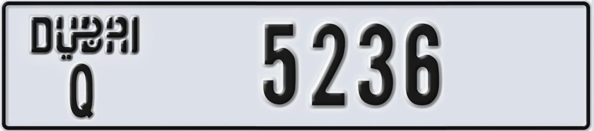 UAE License Plate Dubai Q 5236
