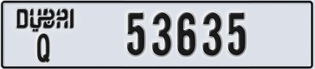 UAE License Plate Dubai Q 53635
