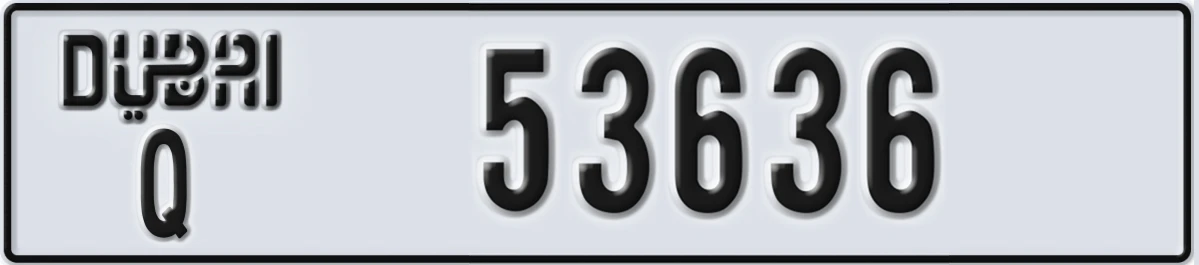 UAE License Plate Dubai Q 53636