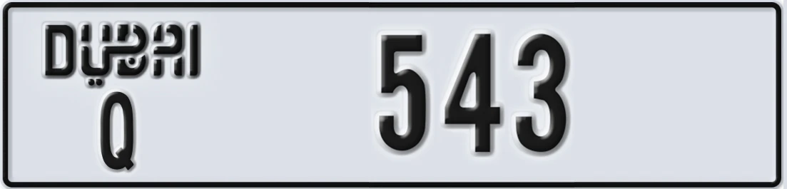 UAE License Plate Dubai Q 543X