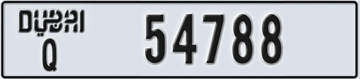 UAE License Plate Dubai Q 54788