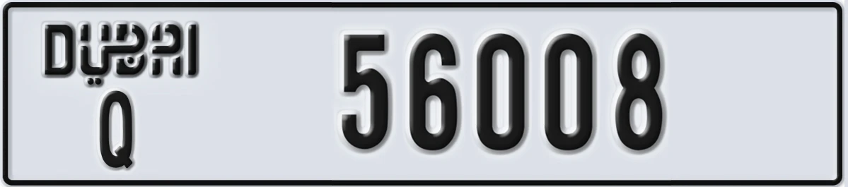 UAE License Plate Dubai Q 56008