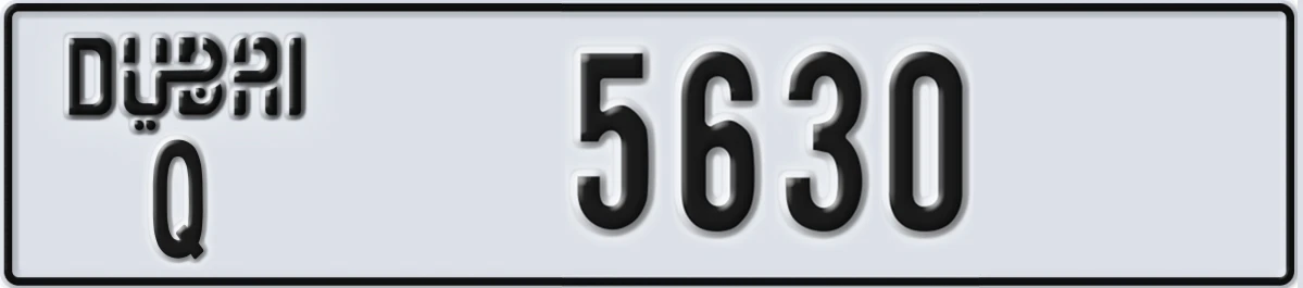 UAE License Plate Dubai Q 5630