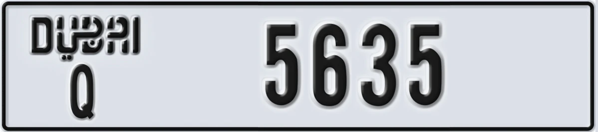 UAE License Plate Dubai Q 5635