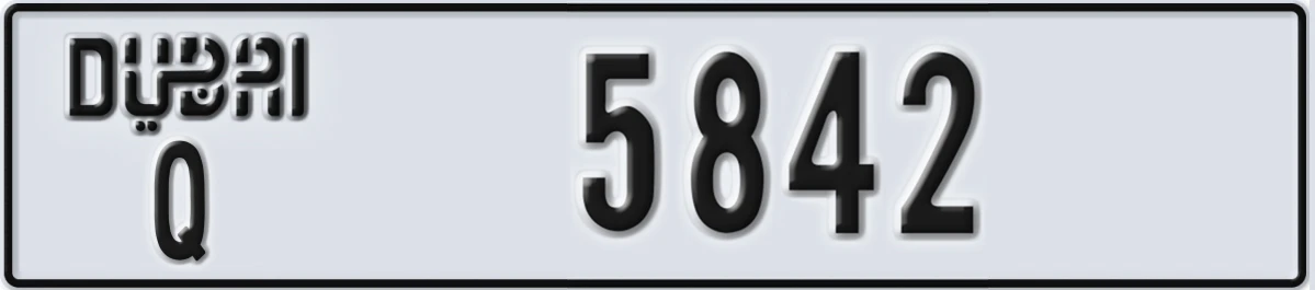 UAE License Plate Dubai Q 5842