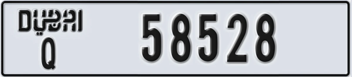UAE License Plate Dubai Q 58528