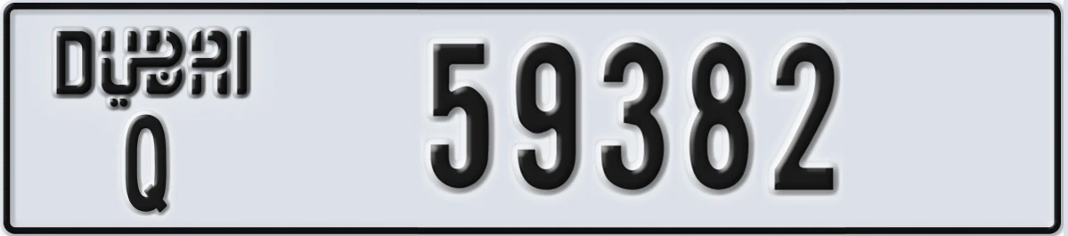UAE License Plate Dubai Q 59382