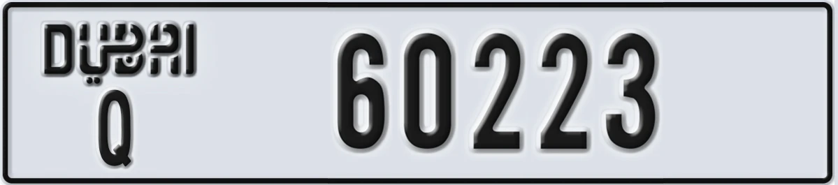 UAE License Plate Dubai Q 60223