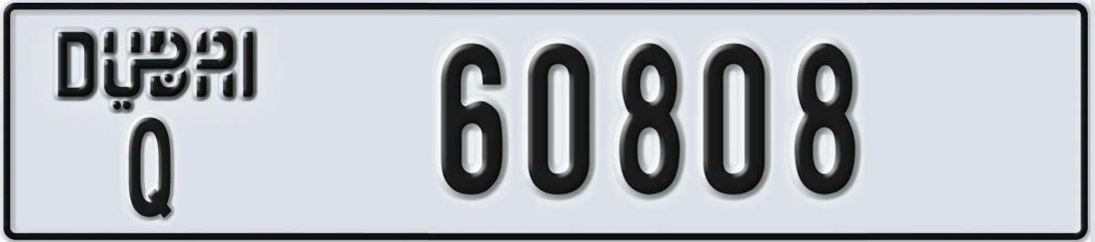 UAE License Plate Dubai Q 60808