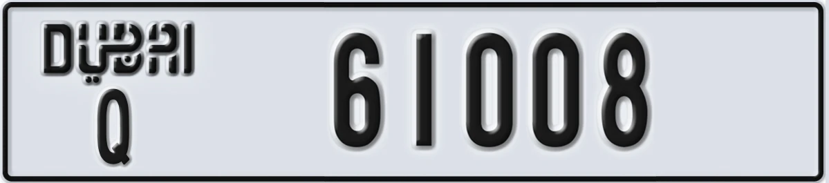 UAE License Plate Dubai Q 61008