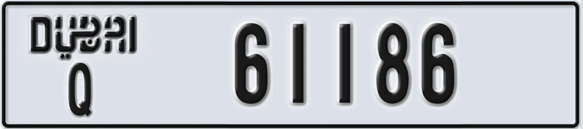 UAE License Plate Dubai Q 61186