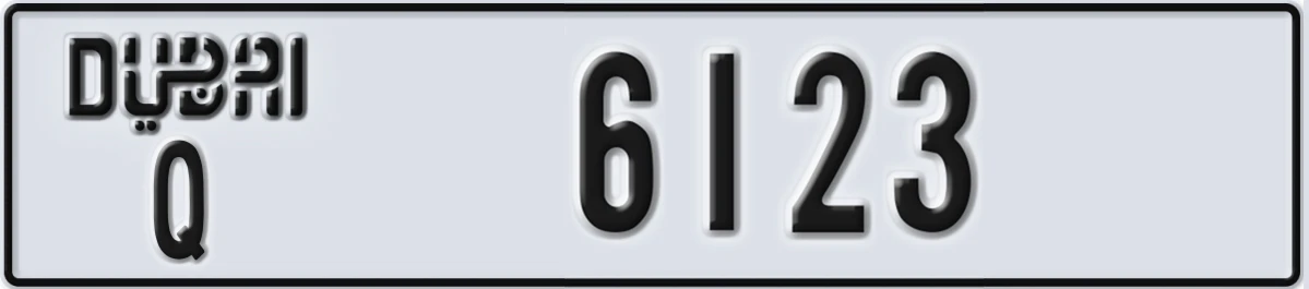 UAE License Plate Dubai Q 6123