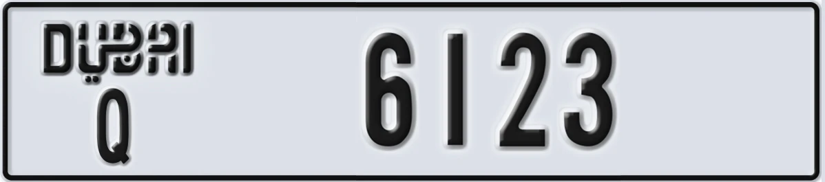 UAE License Plate Dubai Q 6123