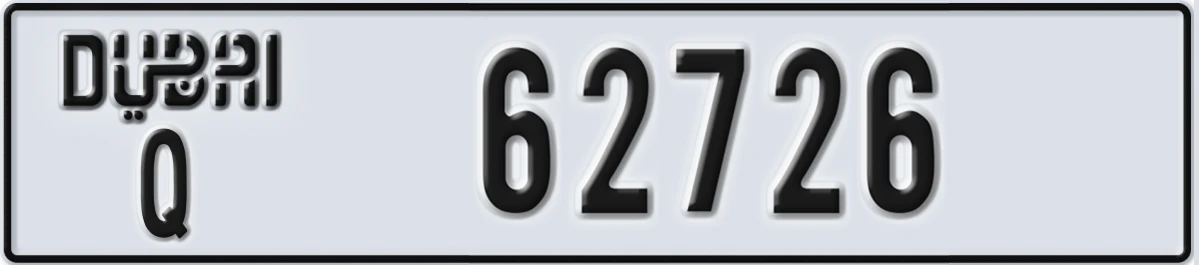 UAE License Plate Dubai Q 62726