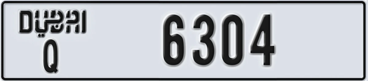UAE License Plate Dubai Q 6304