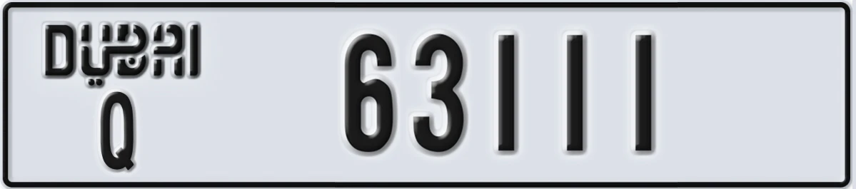 UAE License Plate Dubai Q 63111