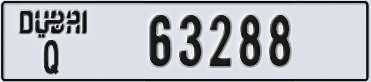 UAE License Plate Dubai Q 63288