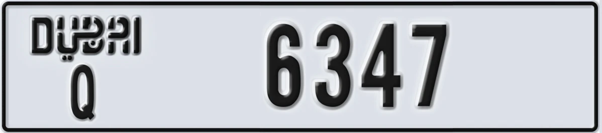 UAE License Plate Dubai Q 6347