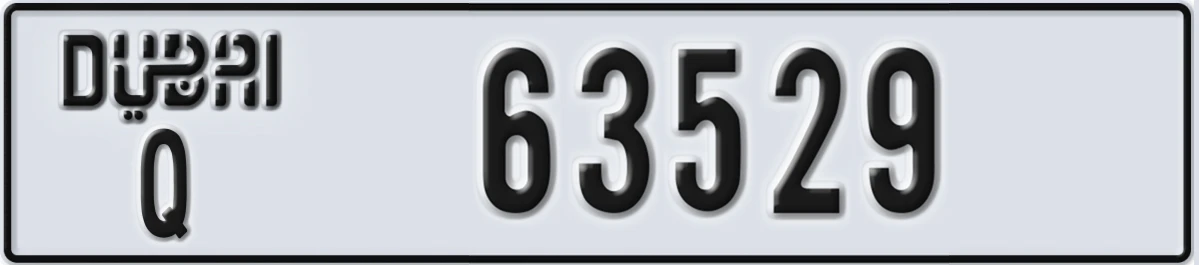 UAE License Plate Dubai Q 63529